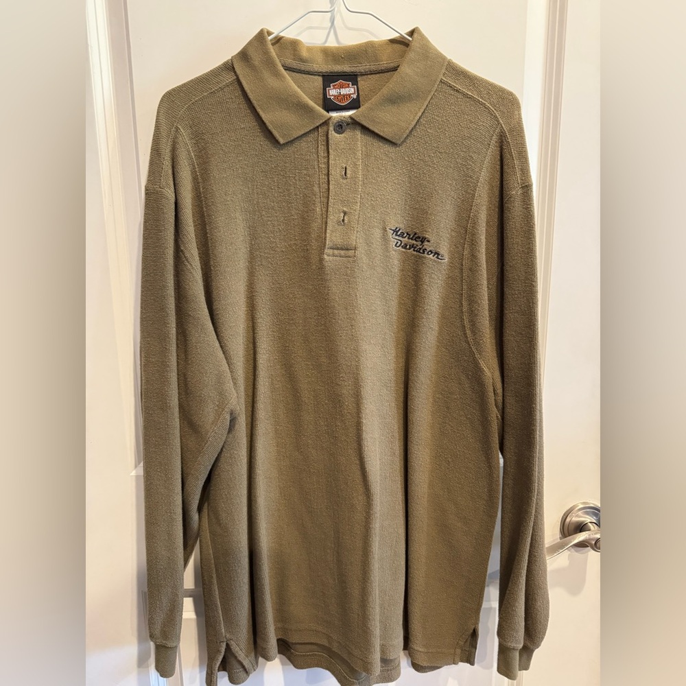 Harley-Davidson Men's Olive-Tan Long Sleeve Shirt